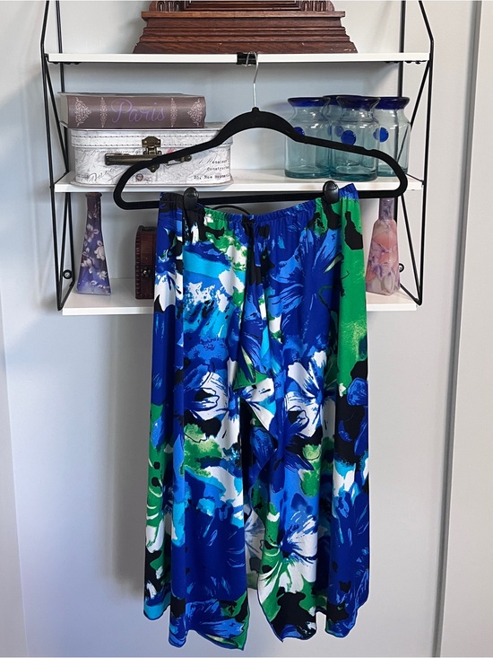 Other - Blue Green Floral Midi Skirt/bathing suit cover up